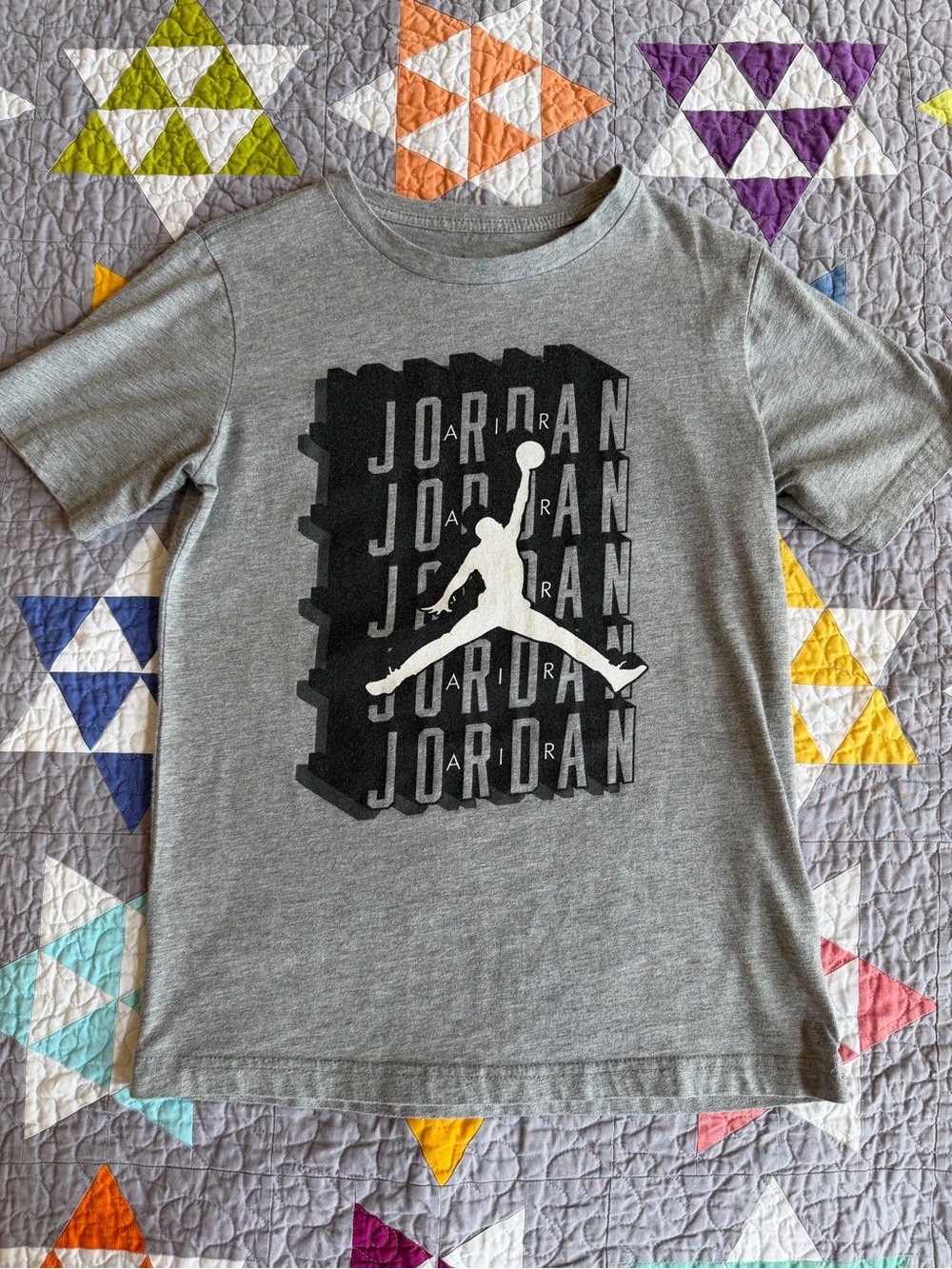 Jordan Grey Short-Sleeve Tee with Black & White Jumpman